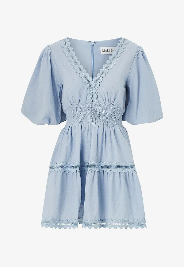 By Malina - Klänning Elvira V-neck Mini Dress - Blå