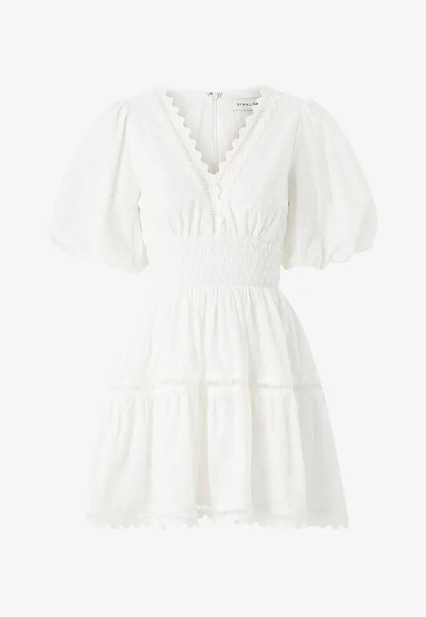 By Malina - Klänning Elvira V-neck Mini Dress - Vit – Ellos