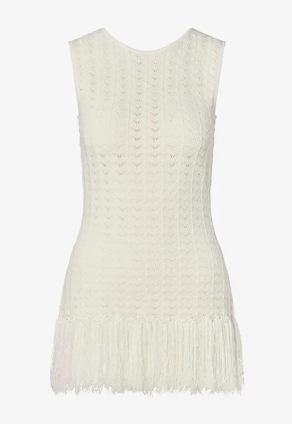 By Malina - Topp Amal Knitted Fringe - Vit