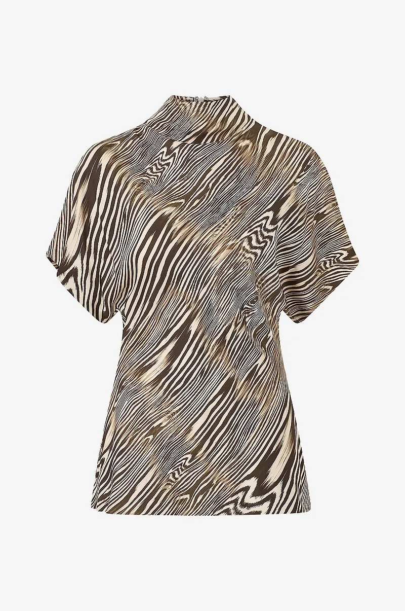 By Malina - Topp Otilia Draped Half Polo Top - Brun