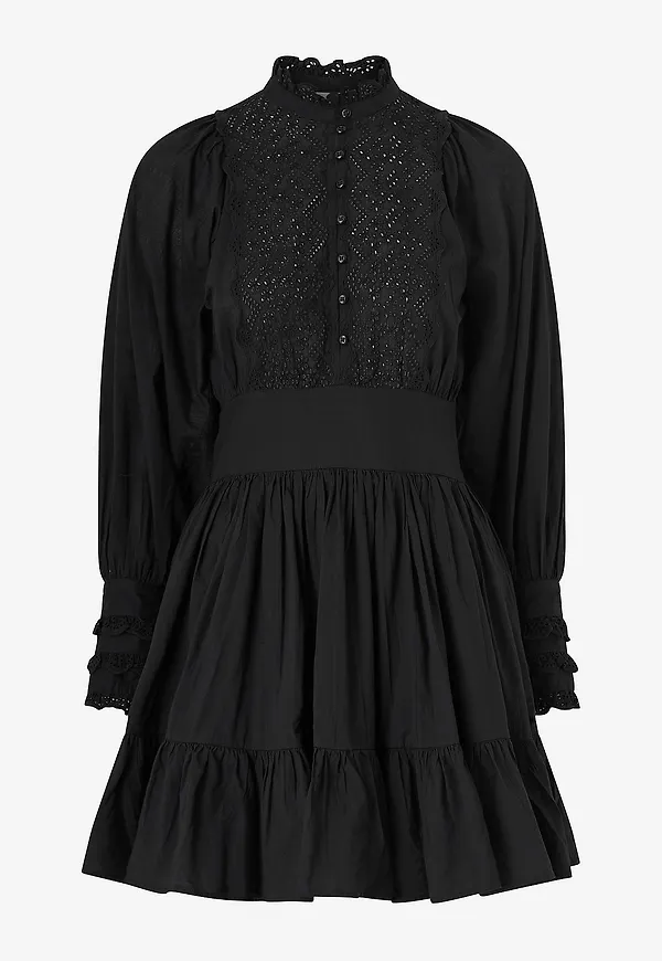byTimo - Klänning Cotton Slub Mini Dress - Svart