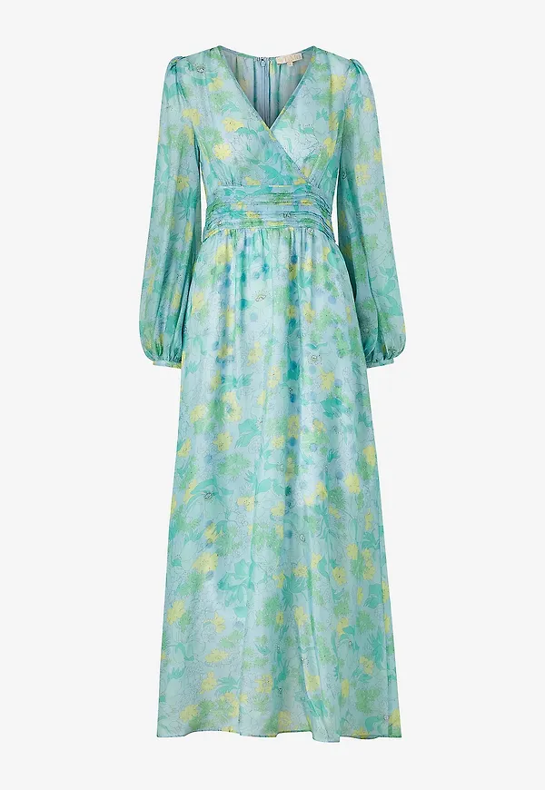 byTimo - Maxiklänning Cupro Tieband Gown - Blå