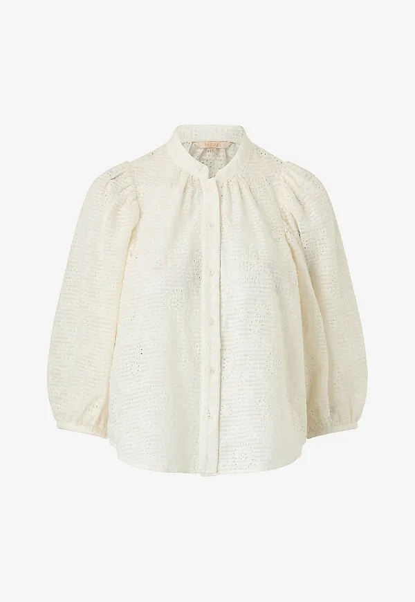 byTimo - Blus Checks Blouse - Vit