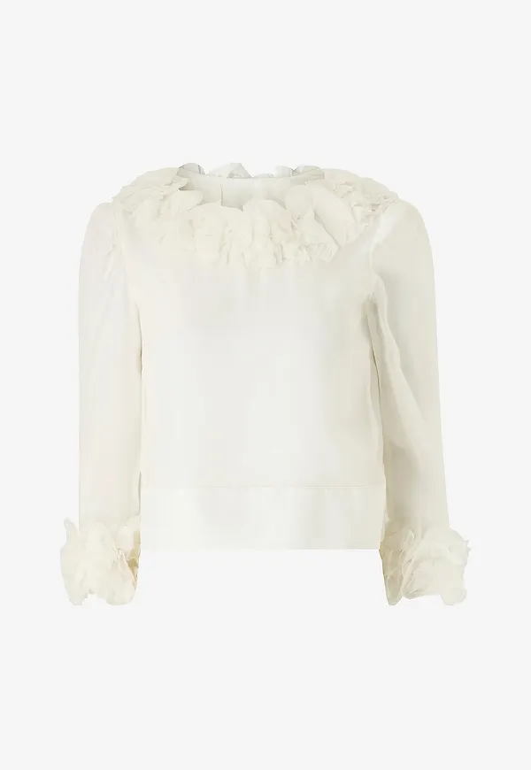 byTimo - Blus Organza Frilly - Vit