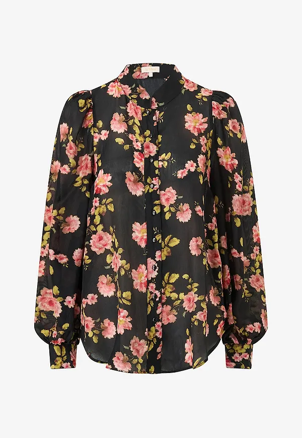byTimo - Blus Striped Organza Blouse - Svart