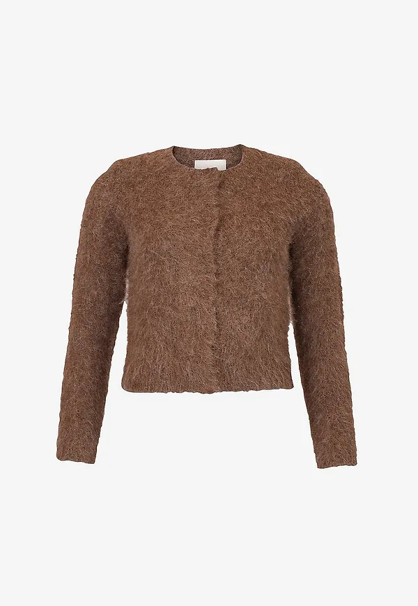 byTimo - Cardigan Hairy Knit Jacket - Brun