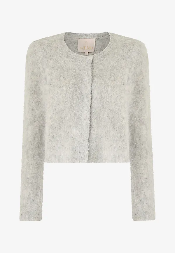 byTimo - Cardigan Hairy Knit Jacket - Grå