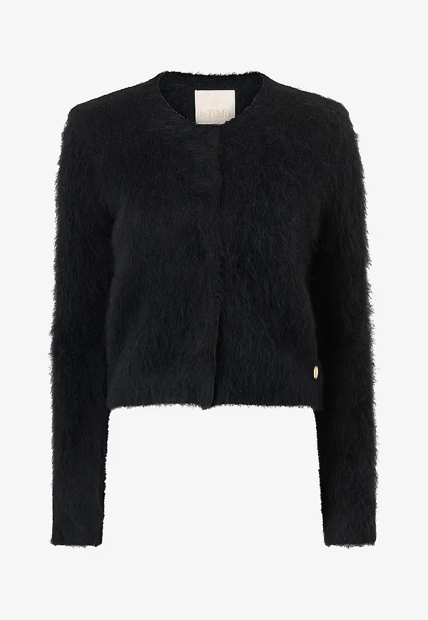byTimo - Cardigan Hairy Knit Jacket - Svart