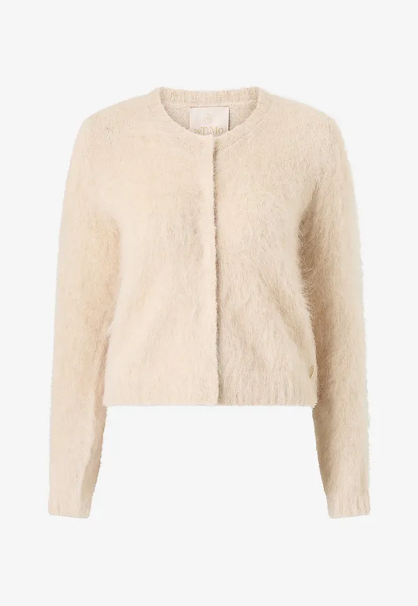 byTimo - Cardigan Hairy Knit Jacket - Vit