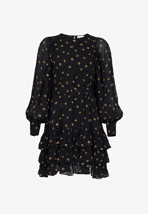 byTimo - Chiffongklänning Georgette Shift Dress - Svart
