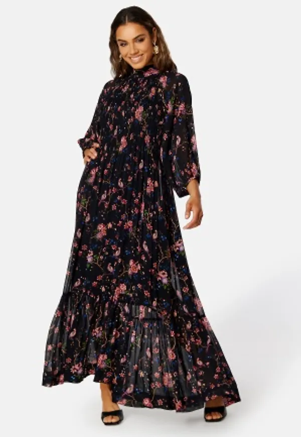 byTiMo Georgette High Neck Dress 392 - Black Flower G L