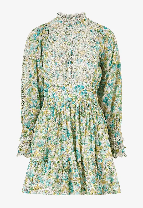 byTimo - Klänning Cotton Slub Mini Dress - Flerfärgad