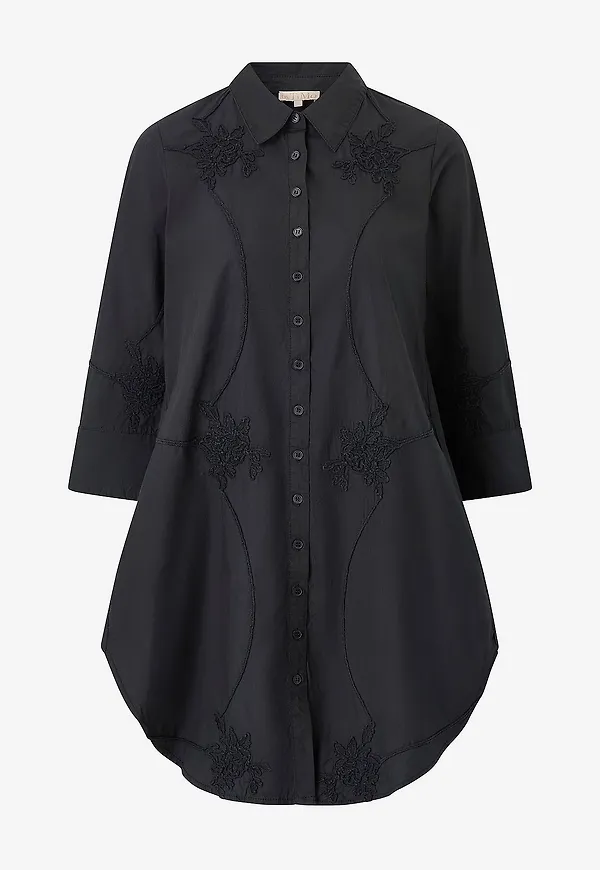 byTimo - Klänning Embroidery Poplin Shirt Dress - Svart