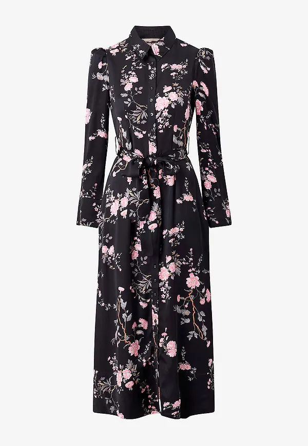 byTimo - Klänning Satin Belt Dress - Svart