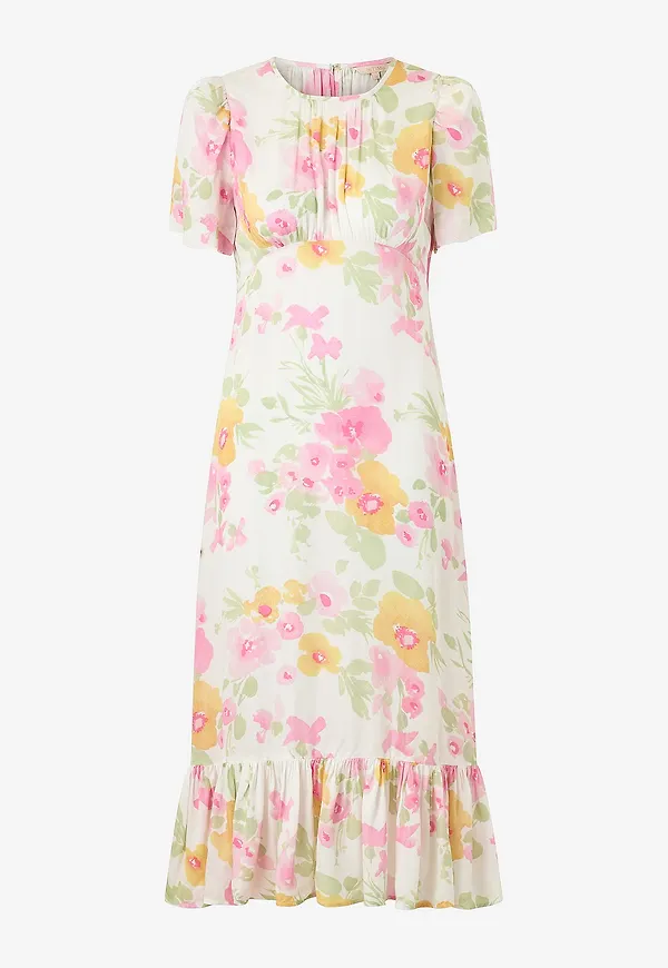 byTimo - Klänning Satin Midi - Vit
