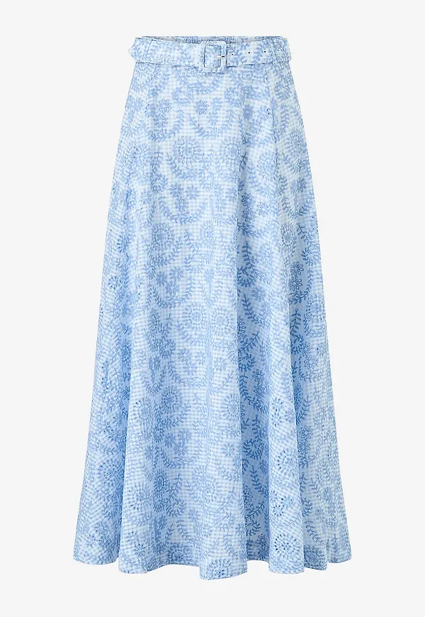 byTimo - Maxikjol Checks Maxi Skirt - Blå