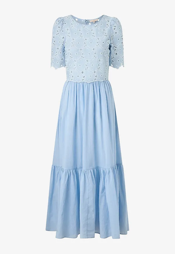 byTimo - Maxiklänning Broderie Anglaise Maxi - Blå