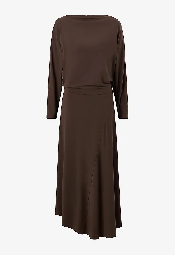 byTimo - Maxiklänning Jersey Boatneck Dress - Brun