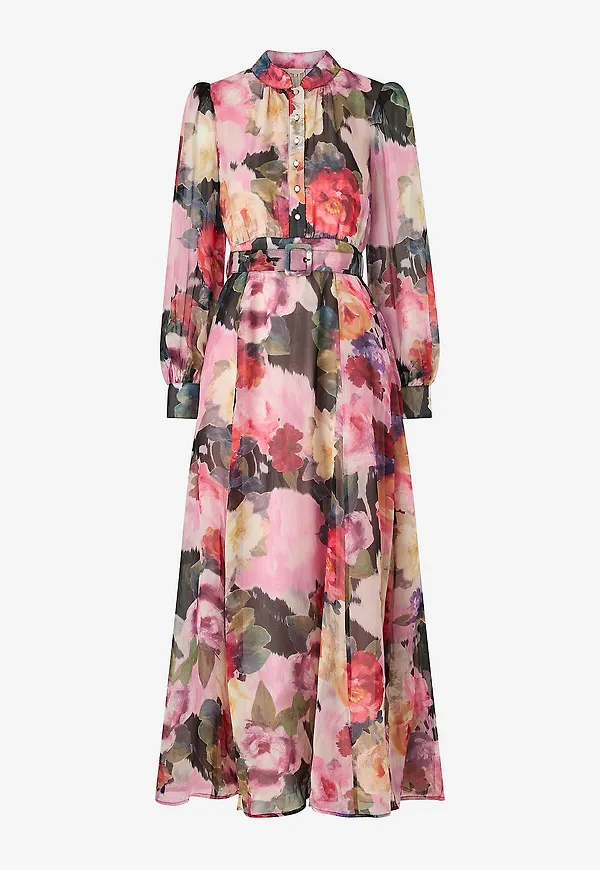 byTimo - Maxiklänning Organza Belt Dress - Flerfärgad