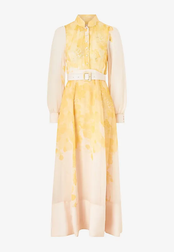 byTimo - Maxiklänning Organza Belt Dress - Gul