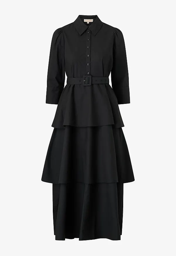 byTimo - Maxiklänning Poplin Flounce Dress - Svart