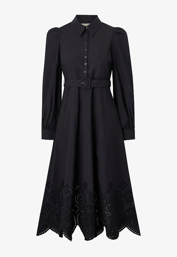 byTimo - Maxiklänning Poplin Midi Dress - Svart