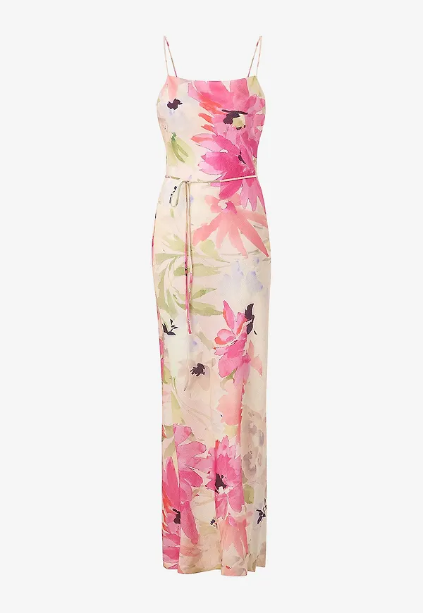 byTimo - Maxiklänning Shiny Slip Dress - Rosa