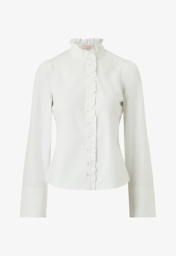 byTimo - Skjorta Poplin Ruffle Shirt - Vit