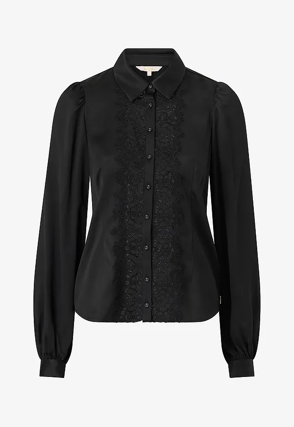 byTimo - Skjorta Satin Shirt - Svart