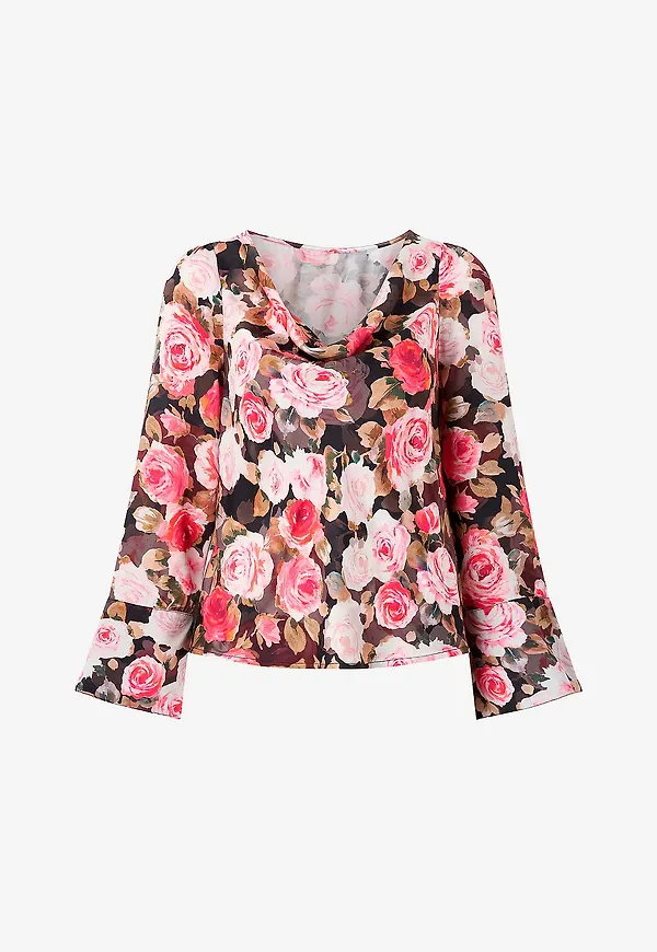 byTimo - Topp Satin Drape Top - Rosa