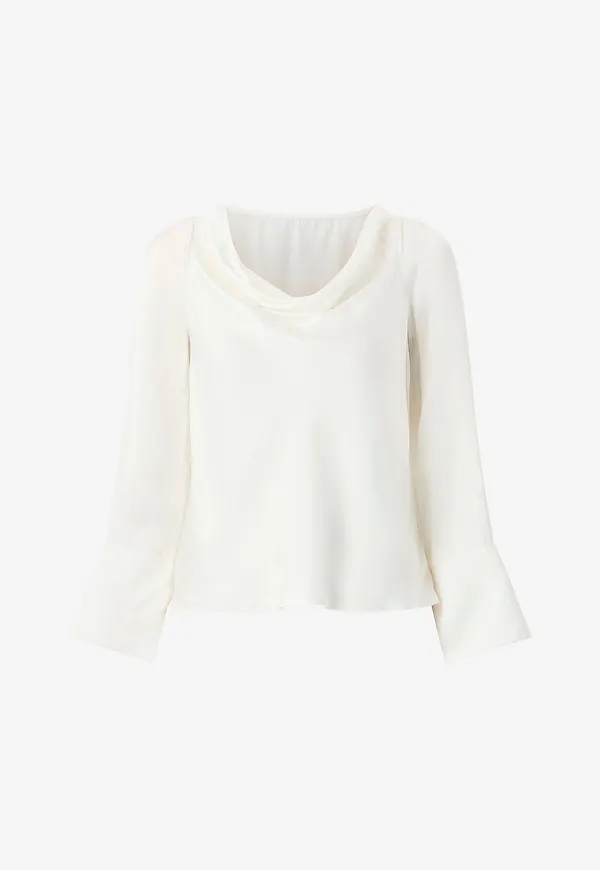 byTimo - Topp Satin Drape Top - Vit