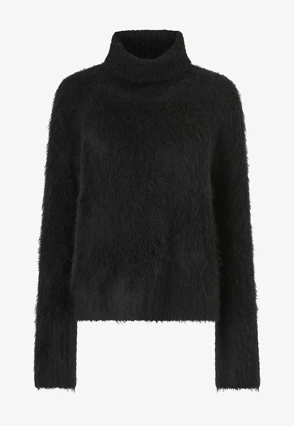 byTimo - Tröja Hairy Knit Turtleneck Sweater - Svart