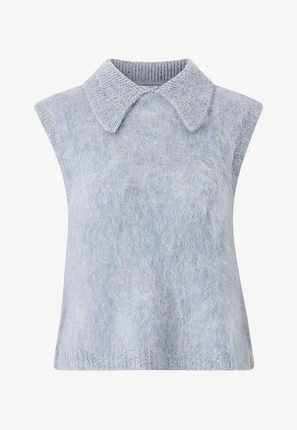 byTimo - Väst Hairy Knit - Blå