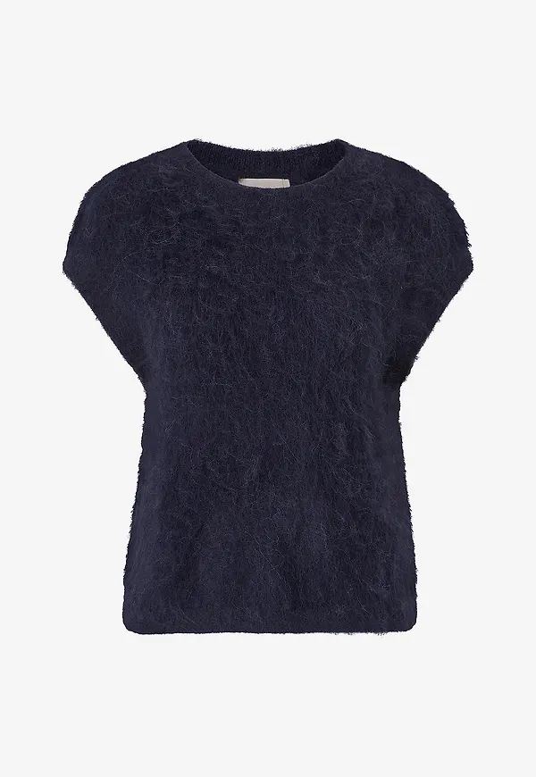 byTimo - Väst Hairy Knit - Blå