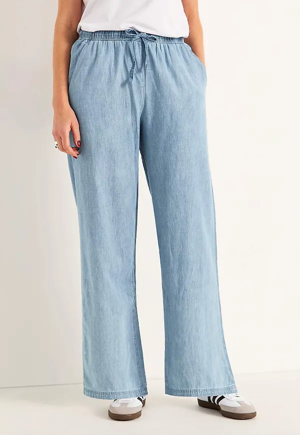Byxa i denim med vida ben