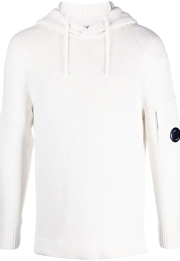 C.P. Company finstickad hoodie - Vit