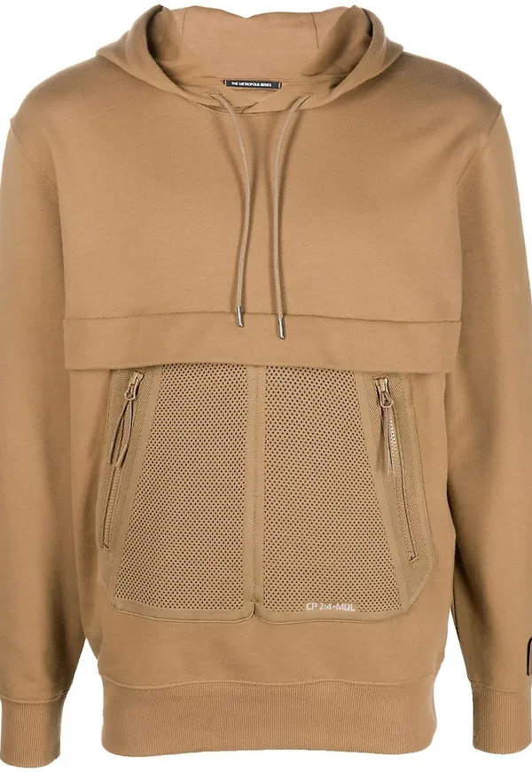 C.P. Company hoodie med meshpanel - Brun