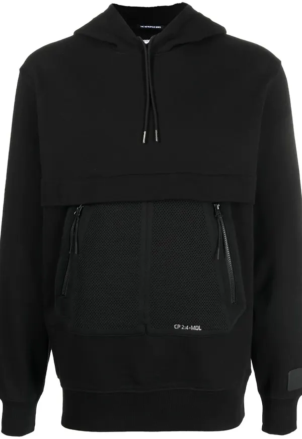 C.P. Company hoodie med meshpanel - Svart