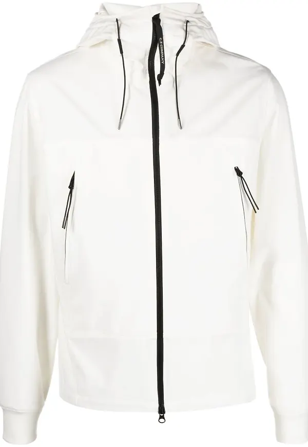C.P. Company logo-patch hooded jacket - Vit