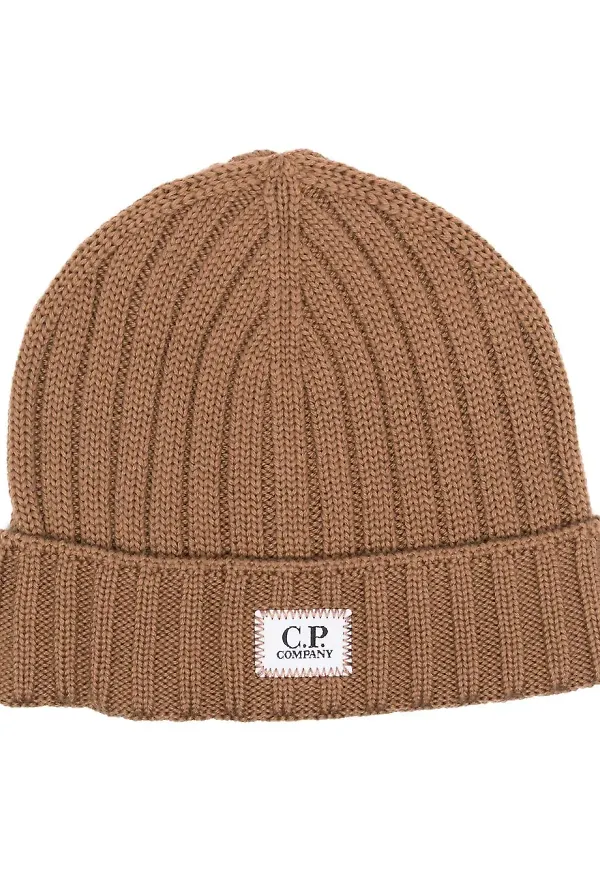 C.P. Company ullhatt med logotypmärke - Brun
