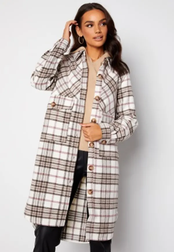 VILA Bira Check Shacket Birch Checks: w Rose 38