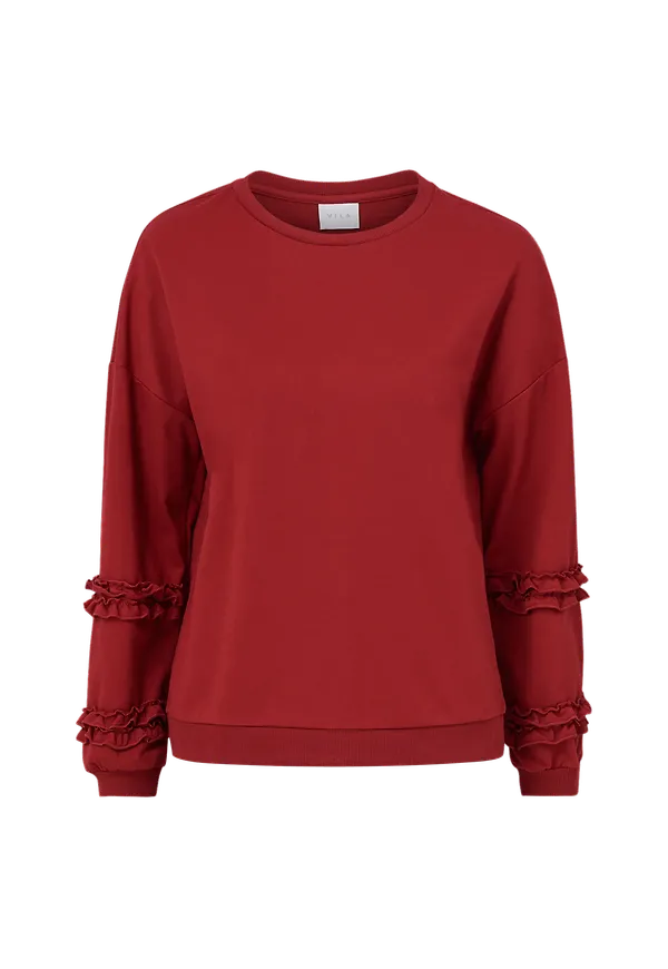 Vila - Sweatshirt viAralyn L/S Flounce Sweat Top - Röd