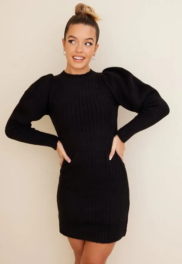 Y.A.S Yasjush Ls Puff Knit Dress Fodralklänningar