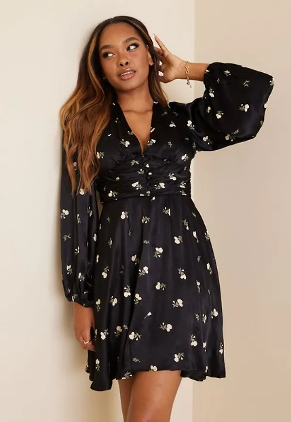 Bardot Celia Floral Midi Dress Långärmade klänningar