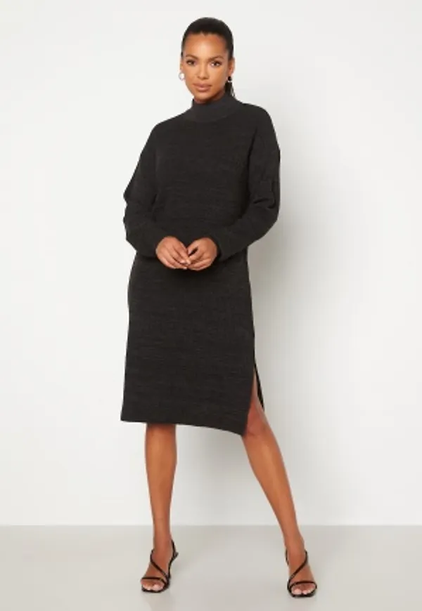 BUBBLEROOM Kirsten knitted dress Dark grey melange XS