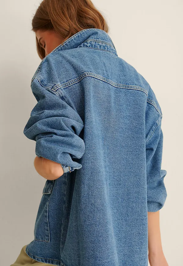 NA-KD Recycled Denimjacka Med Ficka - Blue
