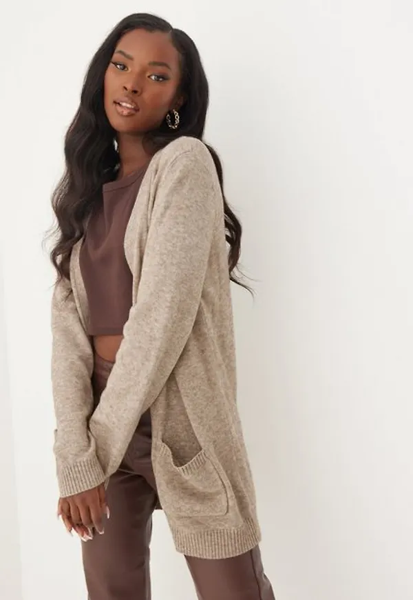 Only Onllesly L/S Open Cardigan Knt Noos Cardigans Ljus Brun