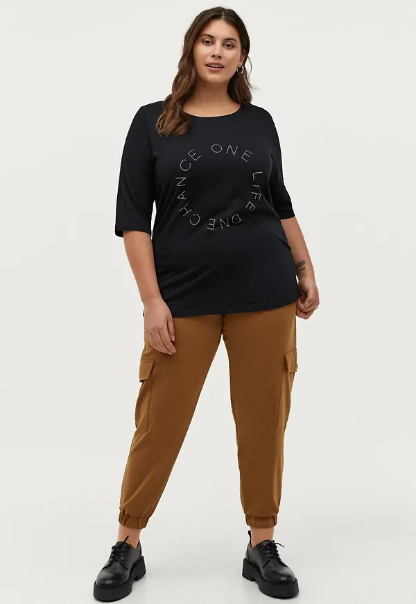 Zizzi - Byxor mDakota Long Pant - Brun