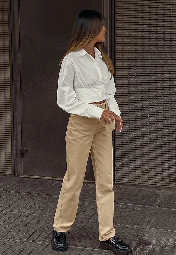 Amalie Star x NA-KD Ekologiska jeans - Beige