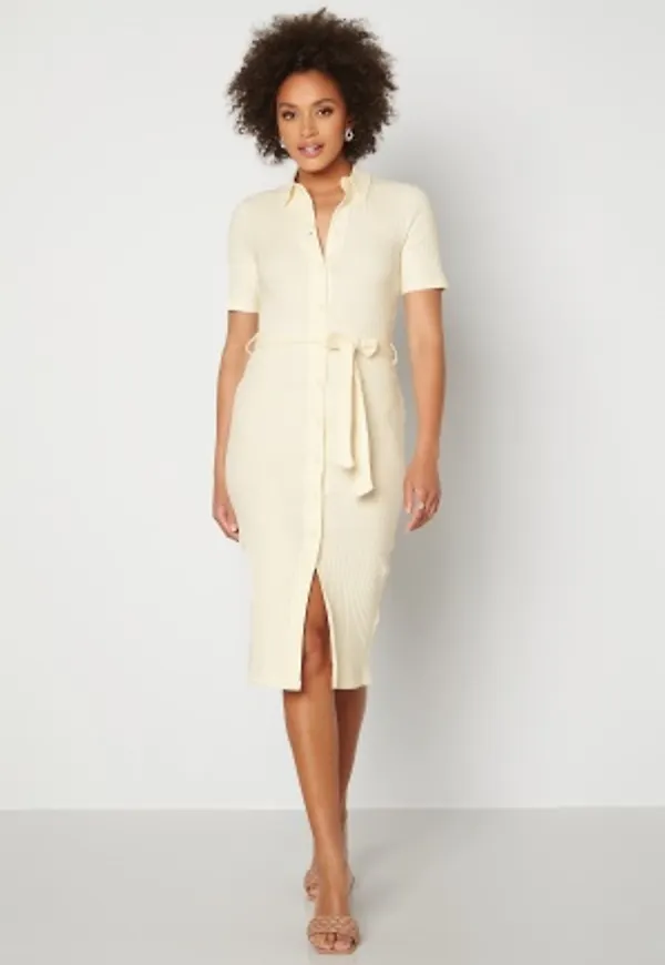 Pieces Tiana SS Midi Dress Buttercream XL
